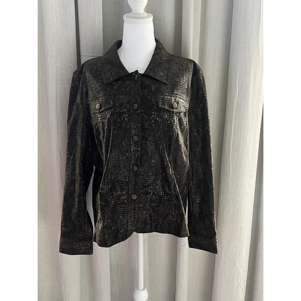 Birch Hill Jacket woman's  XL Snakeskin Print Button Front Career Jacket Blazer‎